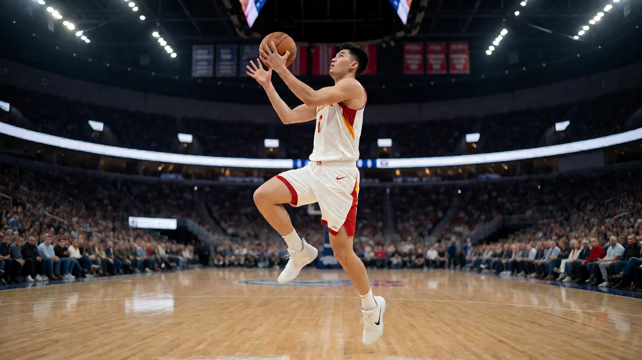 NBA职业篮球联赛中球员精彩上篮的比赛画面